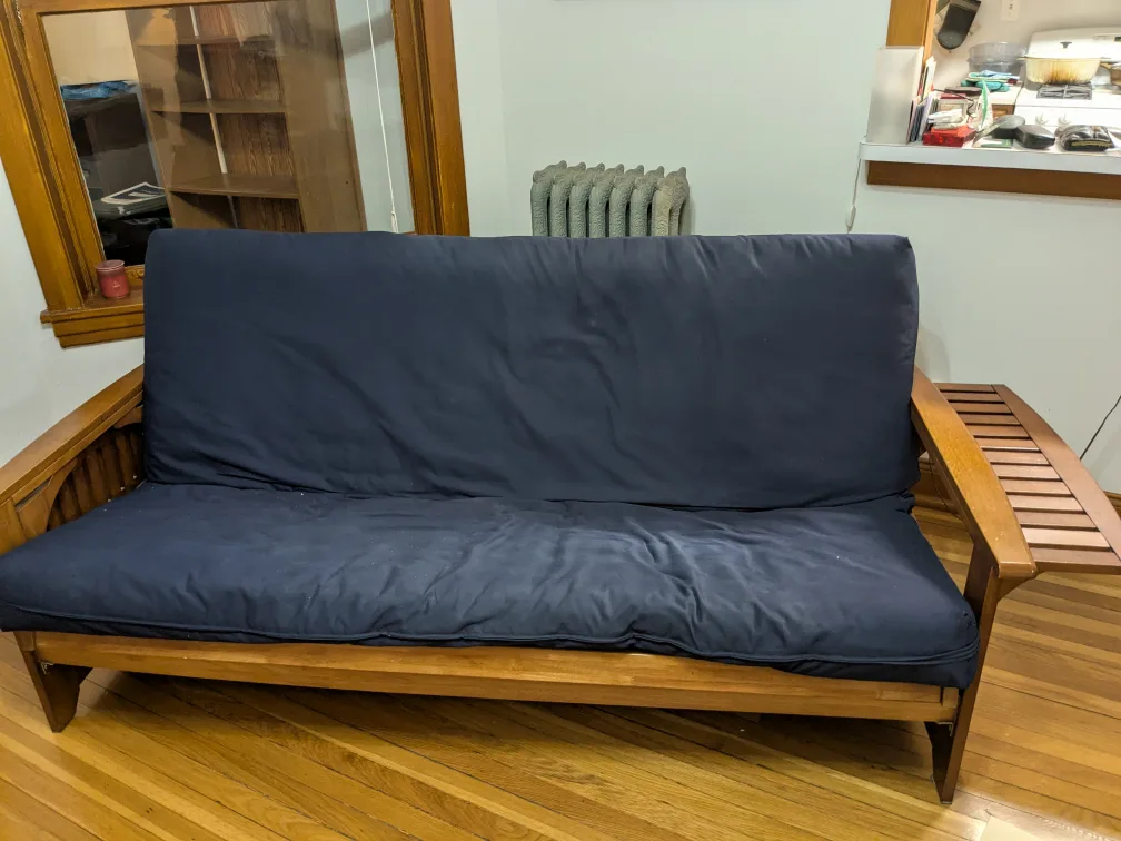 🥕 Wooden Futon Frame with Navy Blue Mattress thumbnail