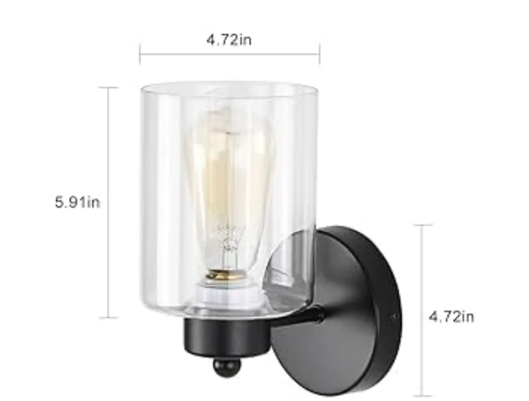A Pair of Black Wall Sconce with Clear Glass Shade image indicator(3)