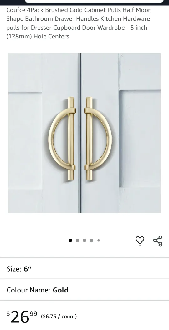 Gold Cabinet Pulls/Handles (8 pack) thumbnail