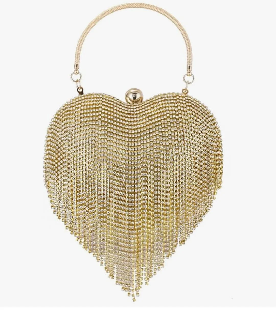 Gold Rhinestone Heart Clutch Bag thumbnail
