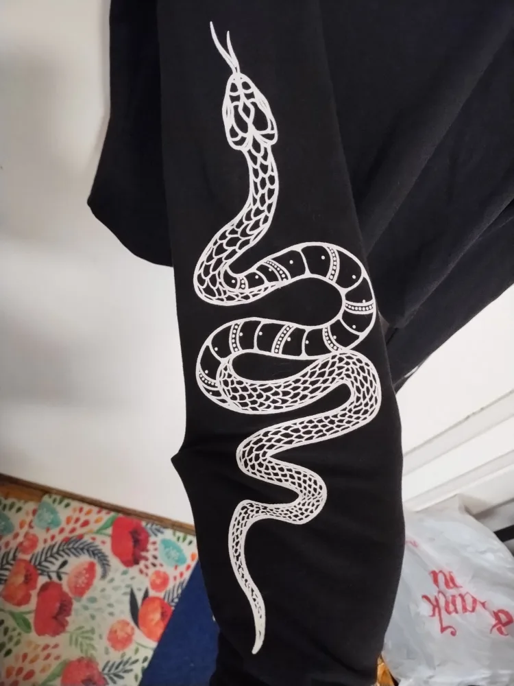 Black Long Sleeve Snake Print Top image indicator(2)