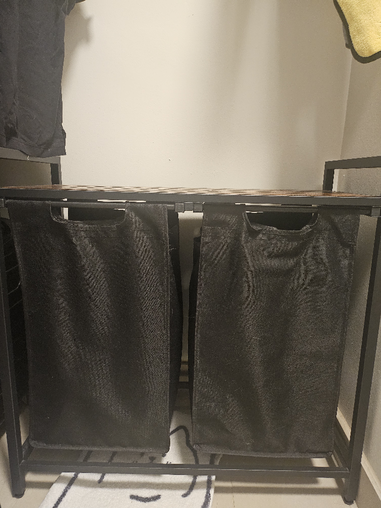 Laundry Hamper with Double Sorters - Black