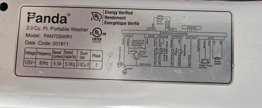 Panda PAN70SWR1 2.0 Cu. Ft. Portable Fully Automatic Washer image indicator(2)