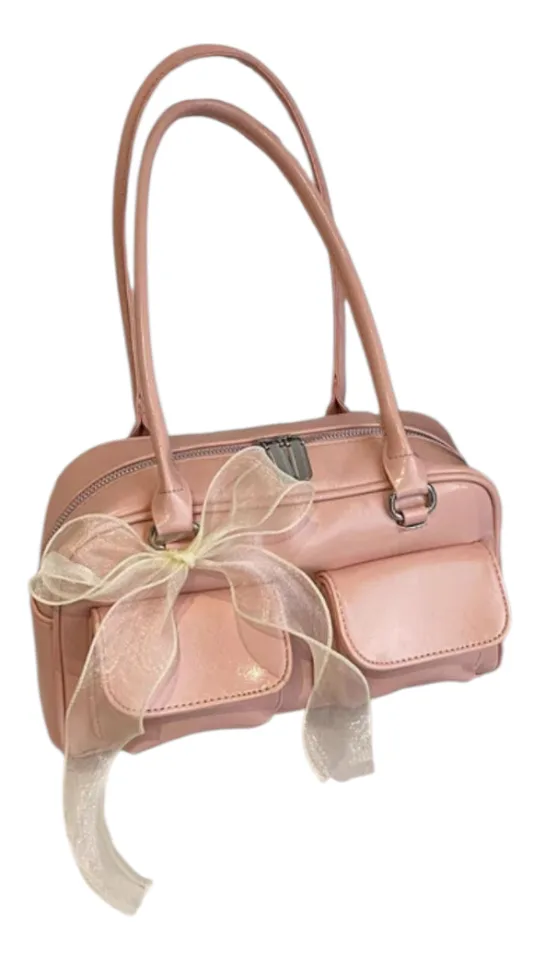 Pink Shoulder Bag with Bow Detail thumbnail