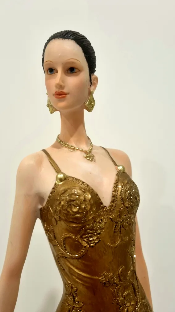 Golden Woman Figurine, vintage, collectible thumbnail