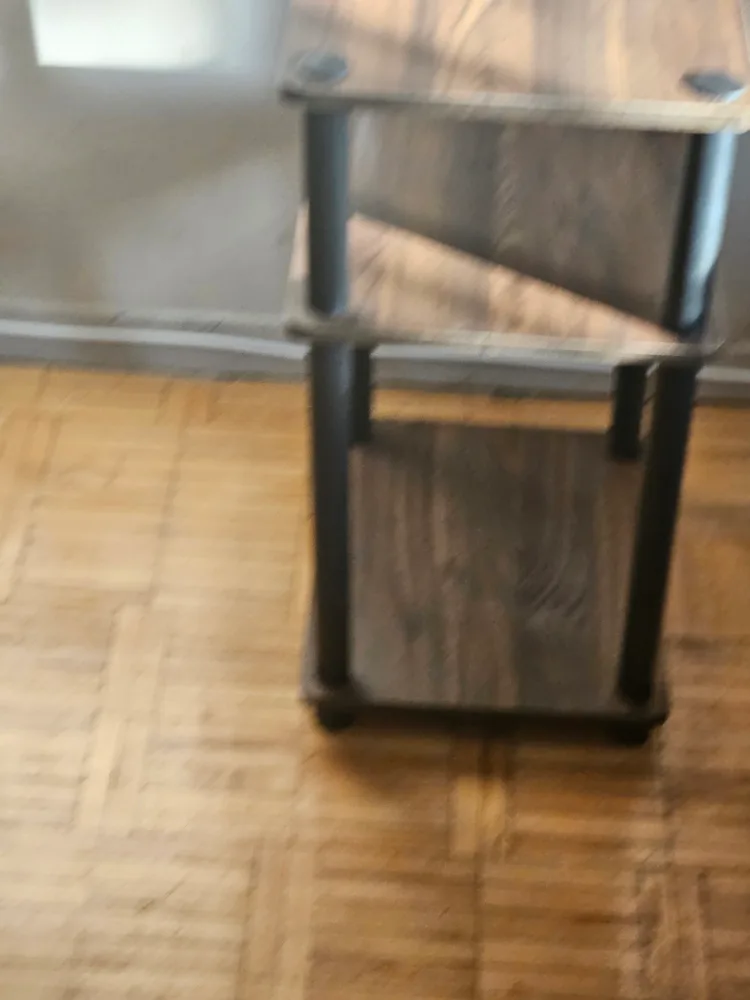 Brown Wood Side Table with Shelves thumbnail