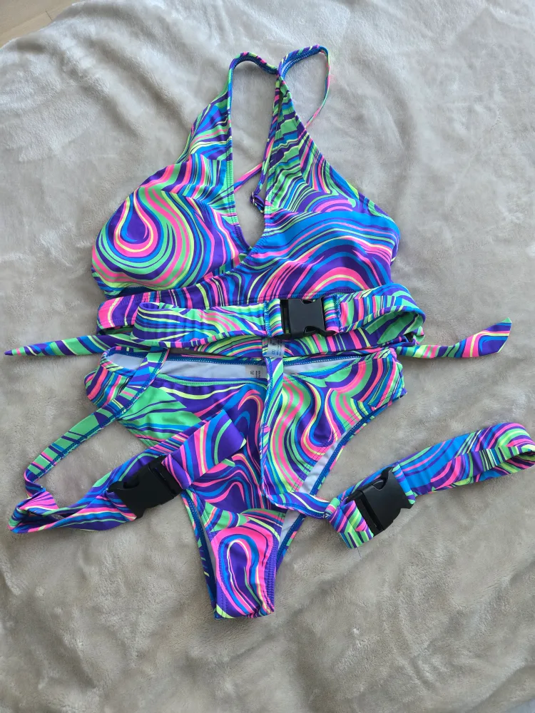 Marbled 3 piece Rave Bikini Set - Size S thumbnail