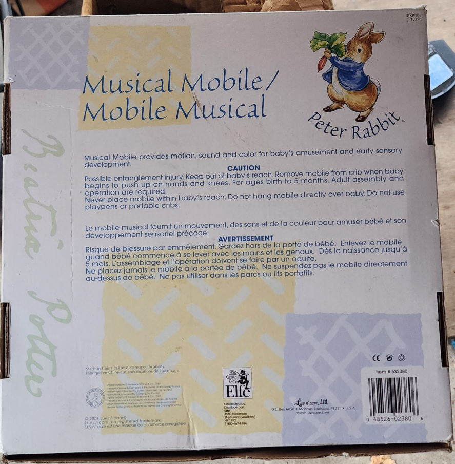 Peter Rabbit Musical Mobile by Luv 'n Care - photo 2