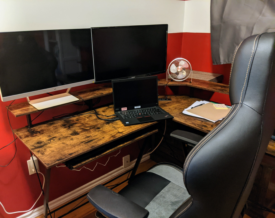 L-Shaped Corner Desk - Rustic Brown