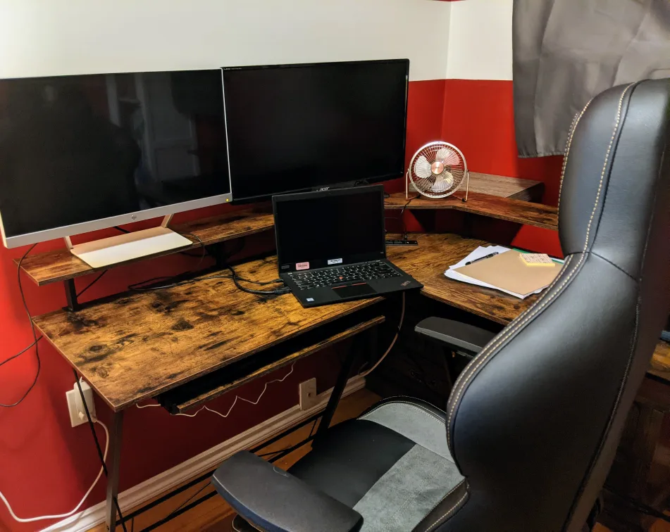 L-Shaped Corner Desk - Rustic Brown thumbnail