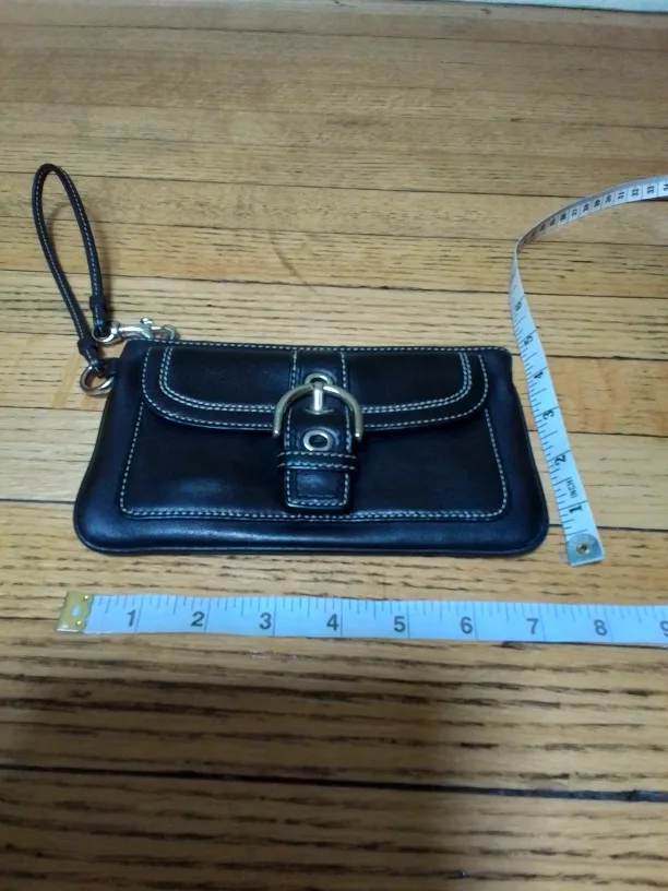Coach Black Leather Wristlet thumbnail