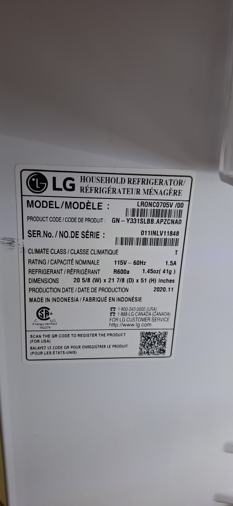 LG Household Refrigerator LRONC0705V - photo 5