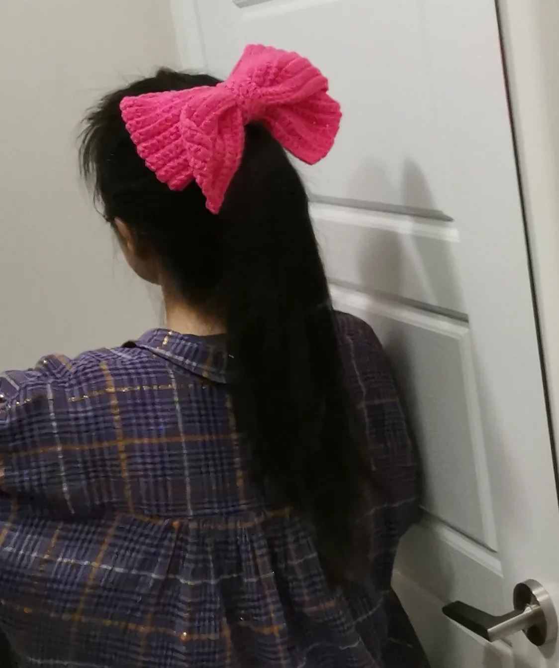 Pink Crochet Hair Bow image indicator(4)