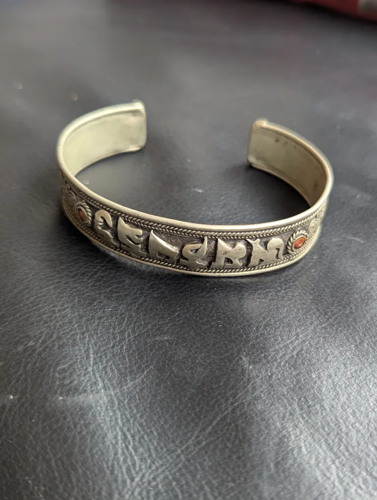 Silver Tibetan Cuff Bracelet thumbnail