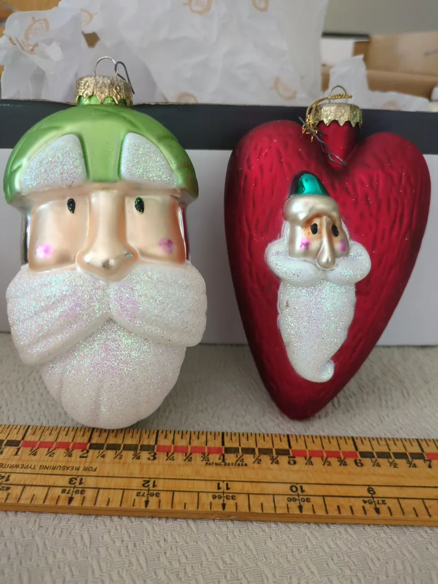 Christmas Ornaments - Santa Face and Heart thumbnail