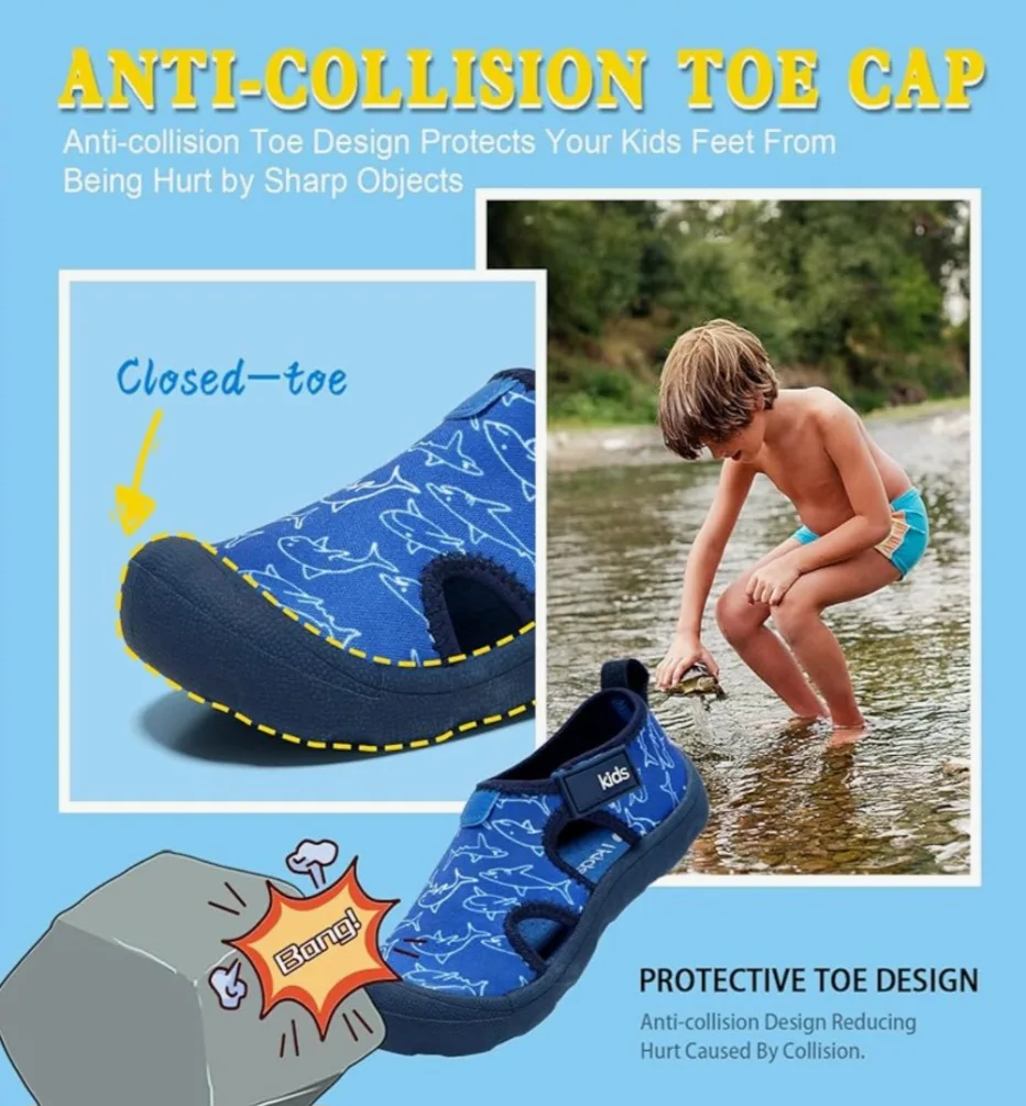 Kids Water Shoes - Blue Shark Pattern, Size 12 image indicator(8)