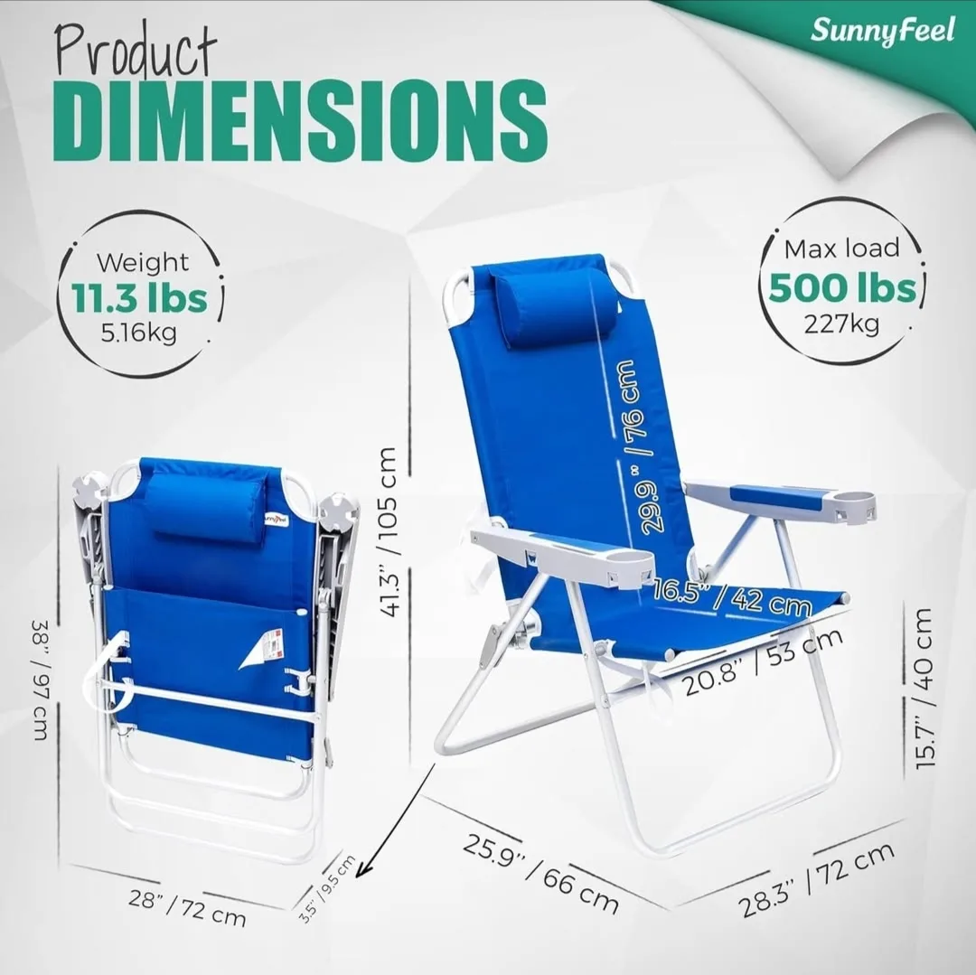 SunnyFeel High Back Oversized Folding Beach Chair image indicator(2)