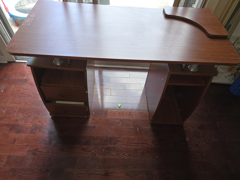 Brown Wood Desk with Drawers