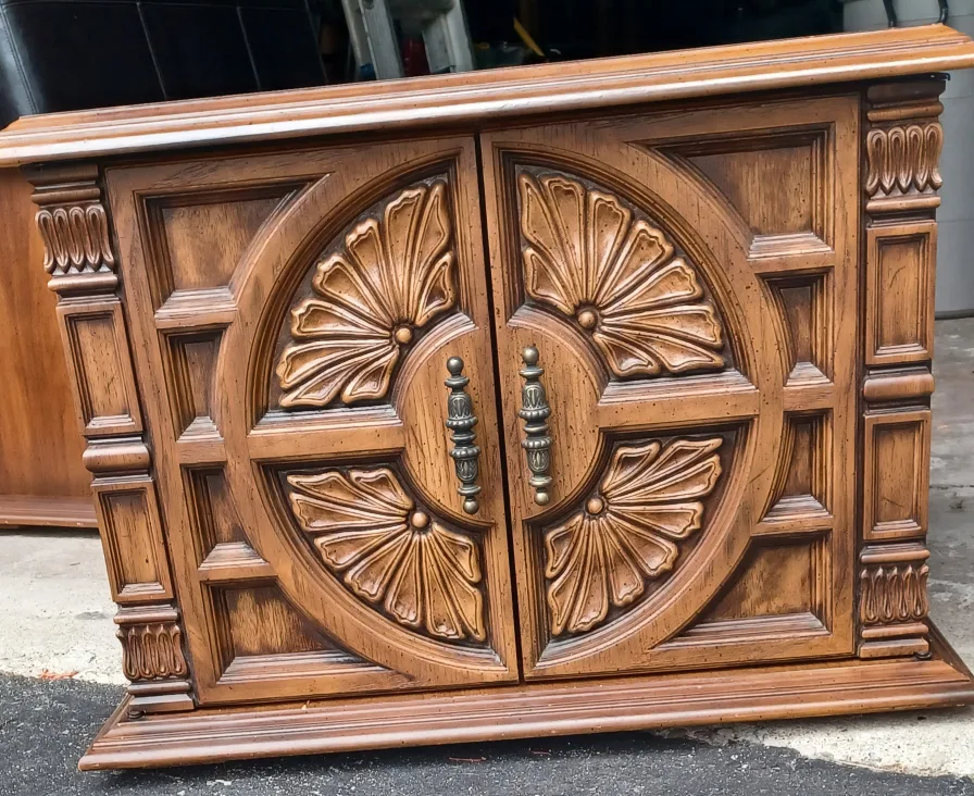 Vintage Wood Side Table with Storages(  Set of two) thumbnail