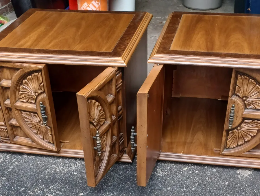 Vintage Wood Side Table with Storages(  Set of two) image indicator(8)