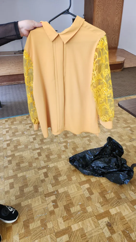 Yellow Blouse with Lace Sleeves thumbnail