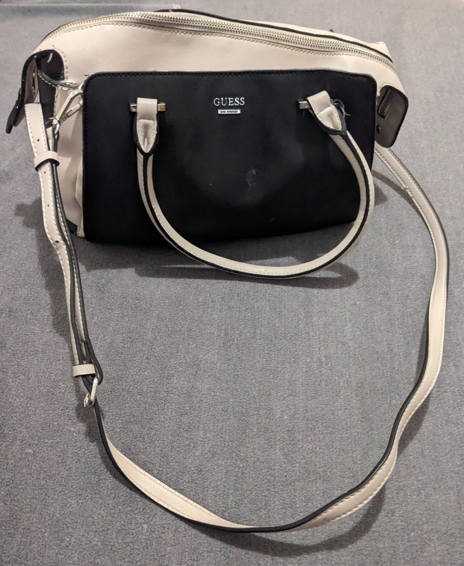 Guess Satchel Crossbody Handbag - Black and Beige