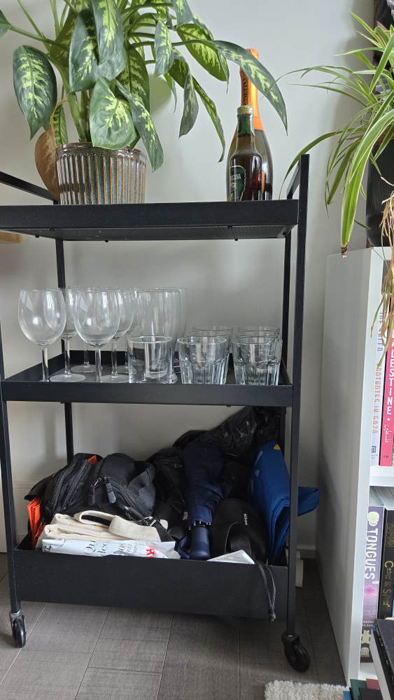 Black Rolling Bar Cart - photo 2