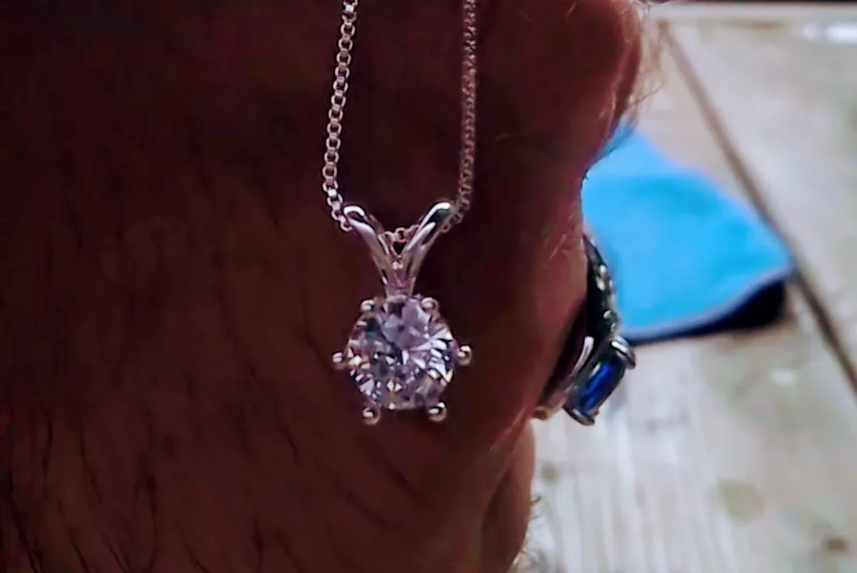 Sterling Silver Necklace with Lab created 1 ct moissanite image indicator(2)