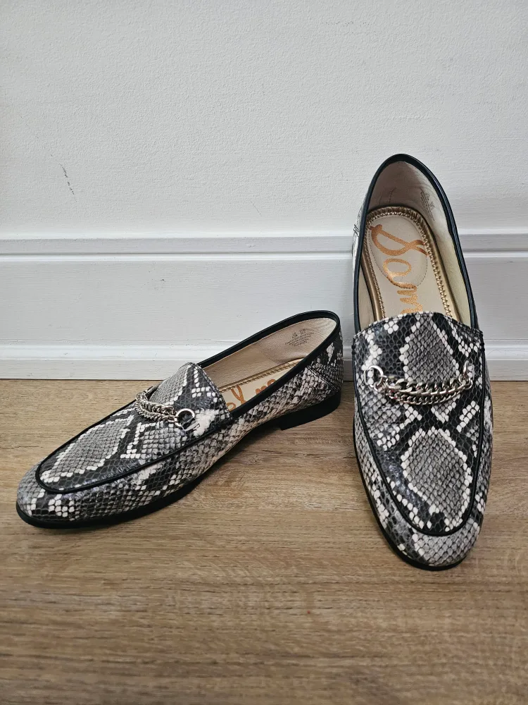sz 7.5/8 Sam Edelman Leather Snakeskin Loafer thumbnail