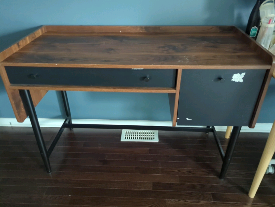desk with metal frame