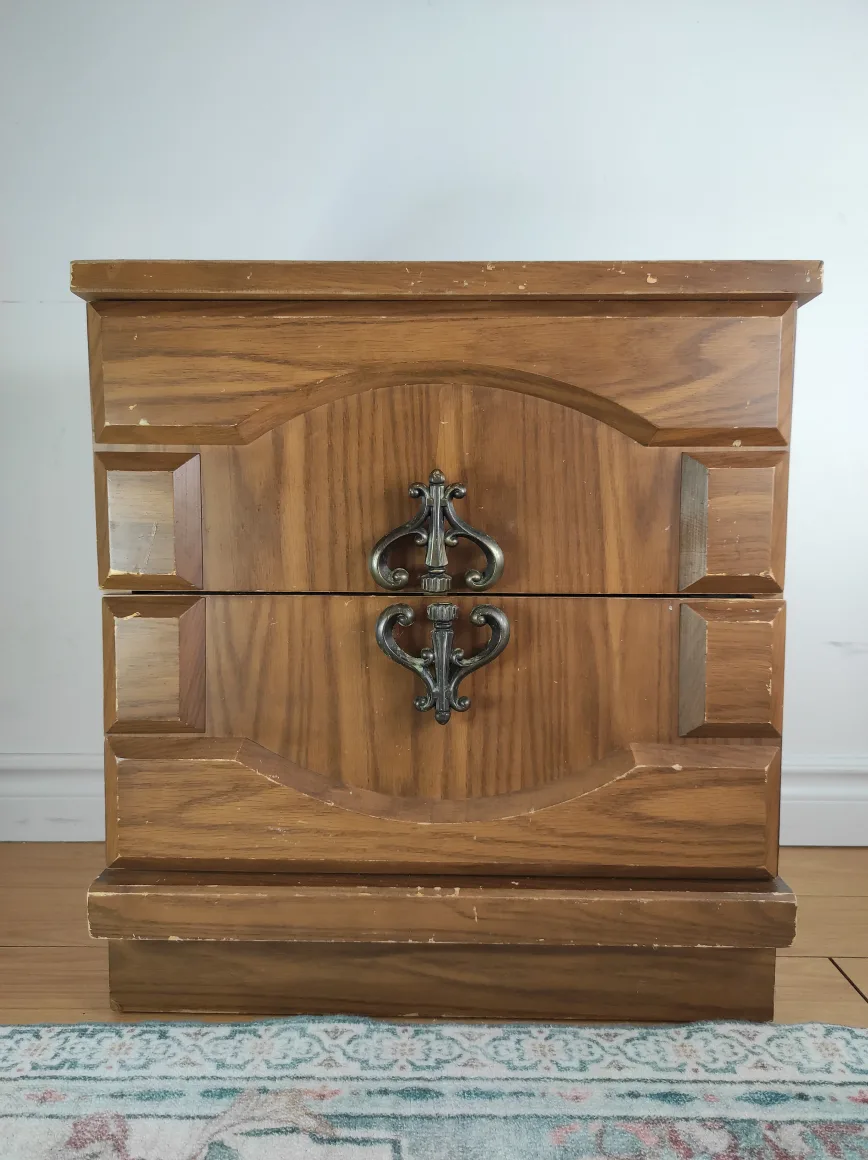 Wood Nightstand with Two Drawers thumbnail