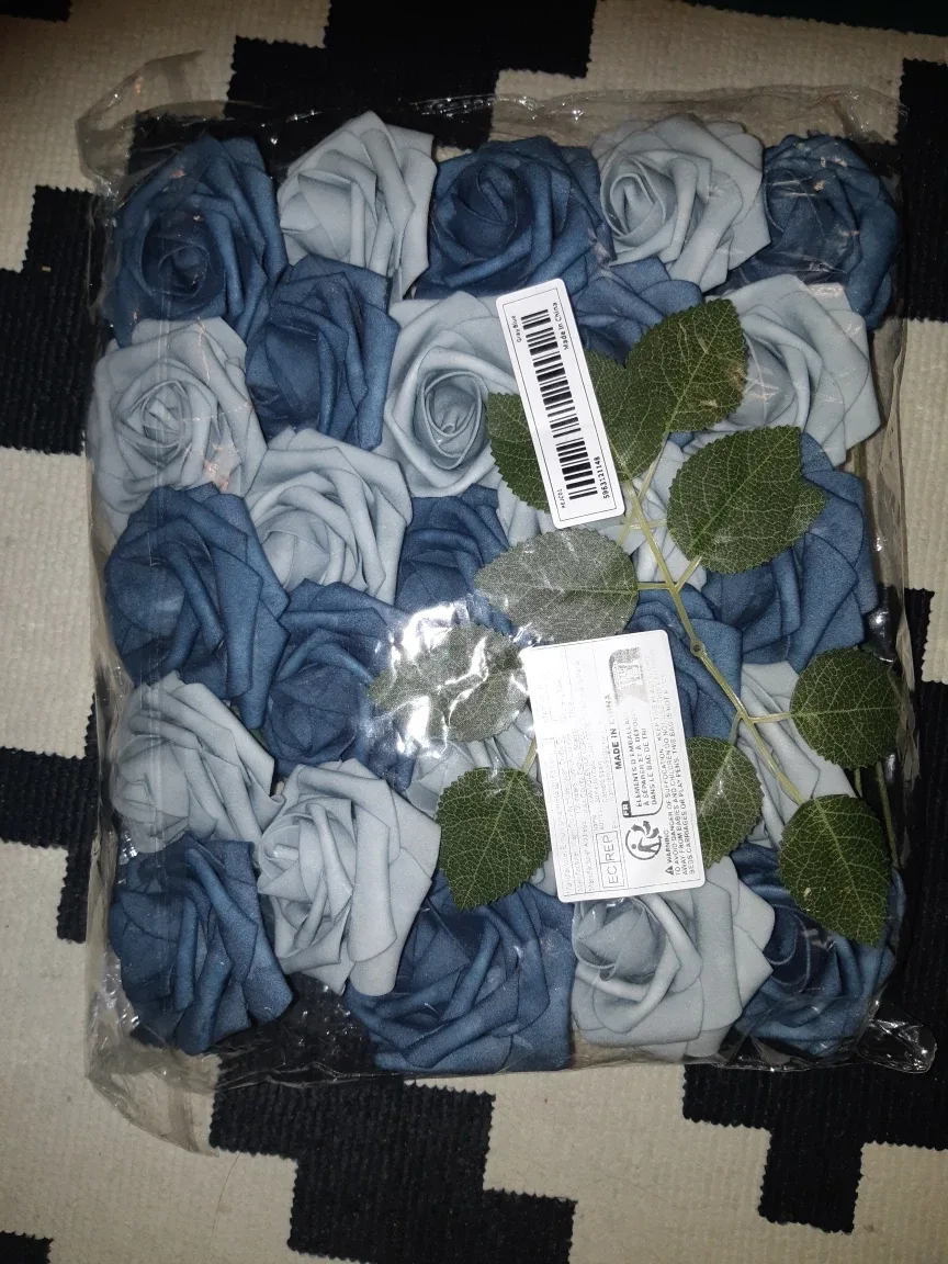 Artificial Foam Roses - Blue & Grey 🇨🇦 thumbnail