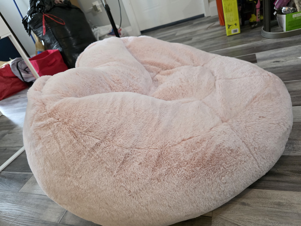 Pink Faux Fur Bean Bag Chair - photo 2