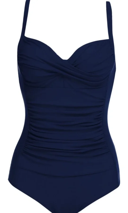 Navy Blue Ruched One-Piece Swimsuit image indicator(6)