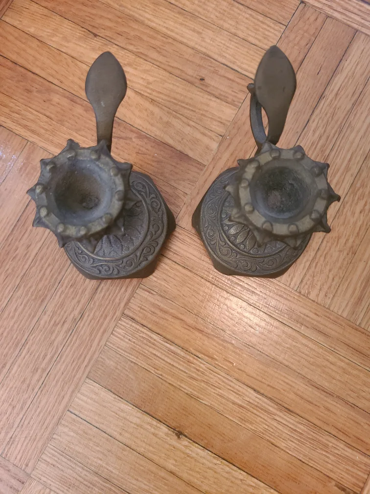 Very Rare Gothic Antique Brass Chamberstick Candlestick thumbnail