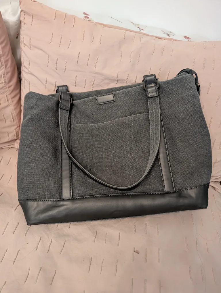 Canvas  Computer Tote Bag - Grey thumbnail