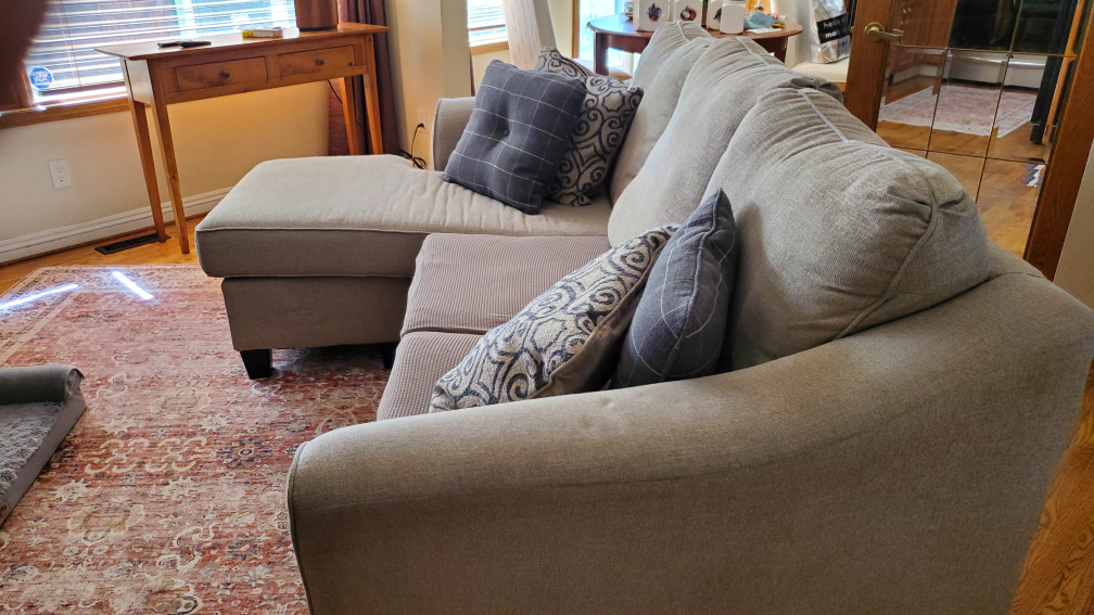 Beige Sectional Sofa with Chaise Lounge - photo 2