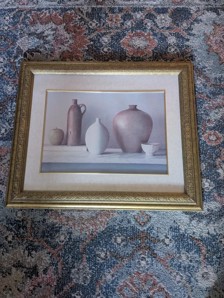Fancy gold framed still life vases printing thumbnail