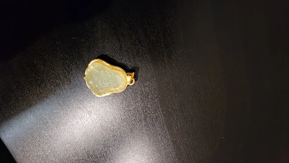 Jade Buddha Pendant with 18k Plated Gold image indicator(3)