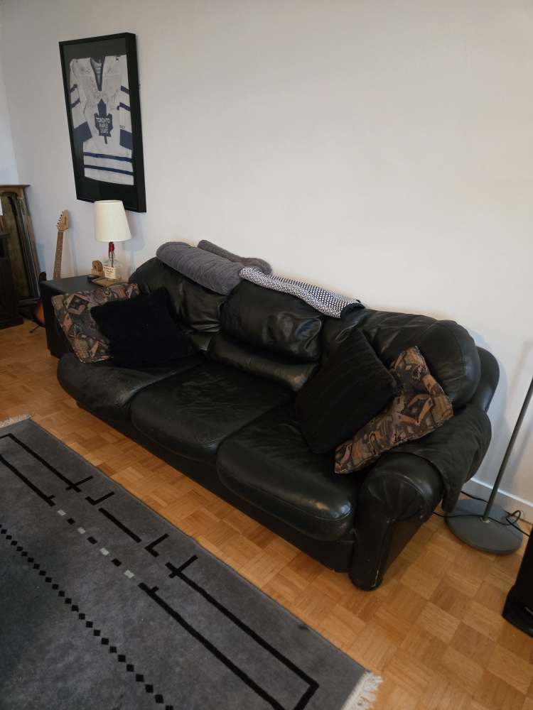 Black Leather Sofa - Great Condition! - photo 3