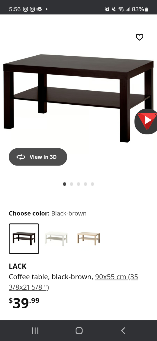 IKEA LACK Coffee Table - Black-Brown - 90x55 cm