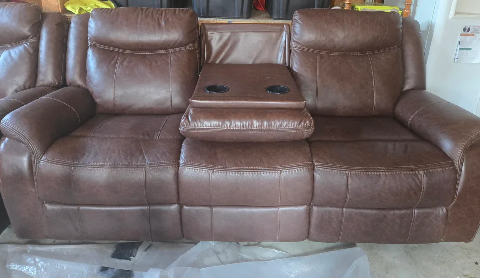 Brown Leather Reclining Sofa image indicator(4)