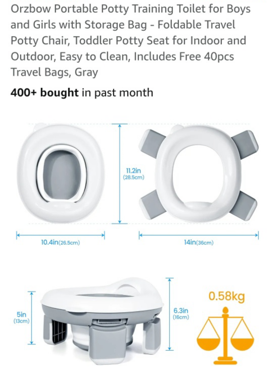 Orzbow Portable Potty Training Toilet - Gray