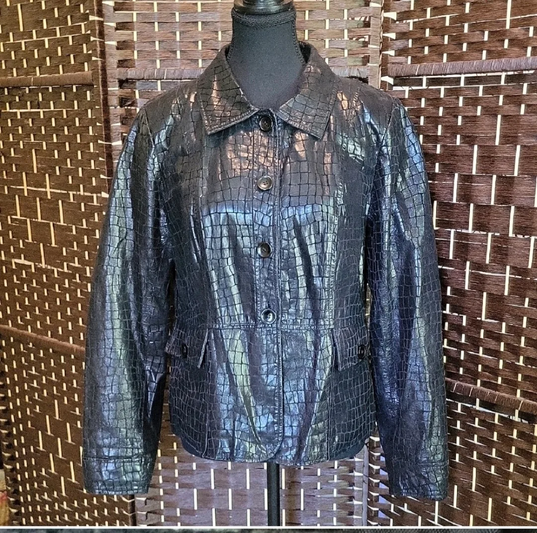 Neiman Marcus Leather Jacket - Size 10 thumbnail