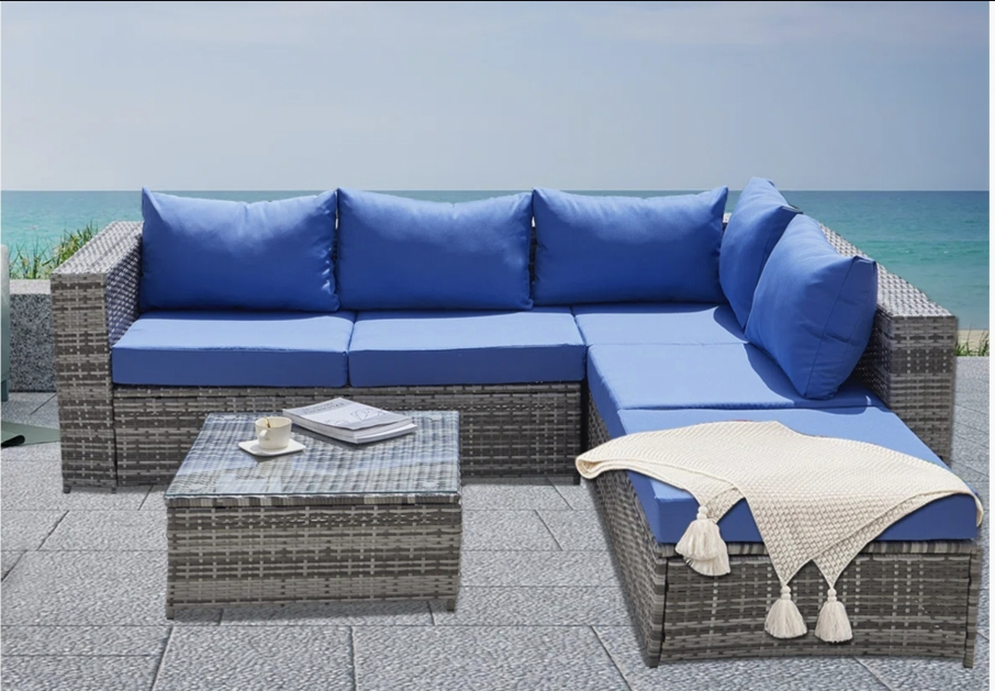 Brand new Outdoor Patio Sectional Sofa Set with Glass Table - photo 5