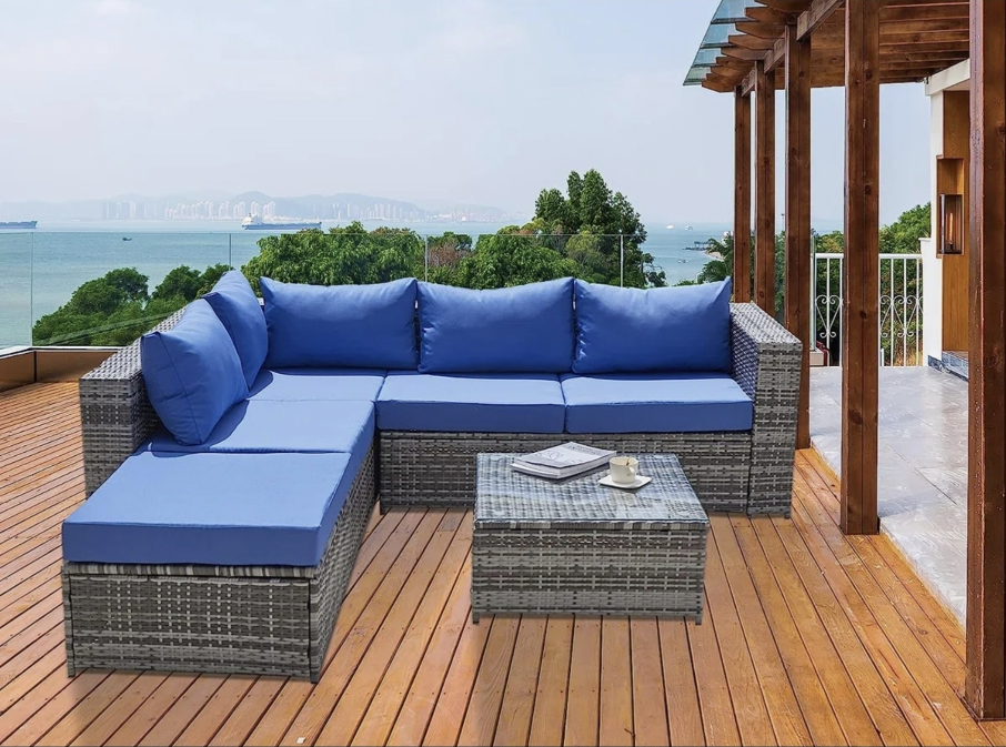 Brand new Outdoor Patio Sectional Sofa Set with Glass Table