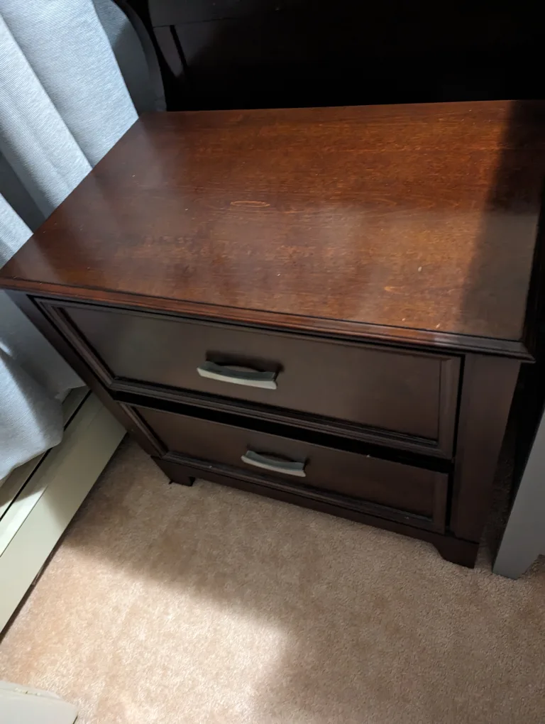 Solid Wood Nightstand with Two Drawers thumbnail