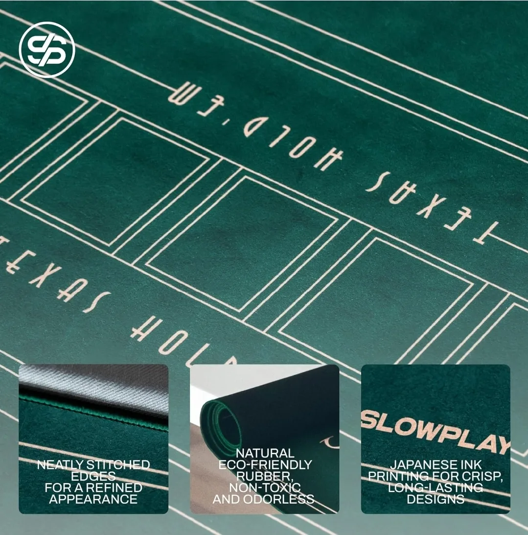 SLOWPLAY Texas Hold'em Poker Mat – 120x70cm Tabletop Surface image indicator(6)