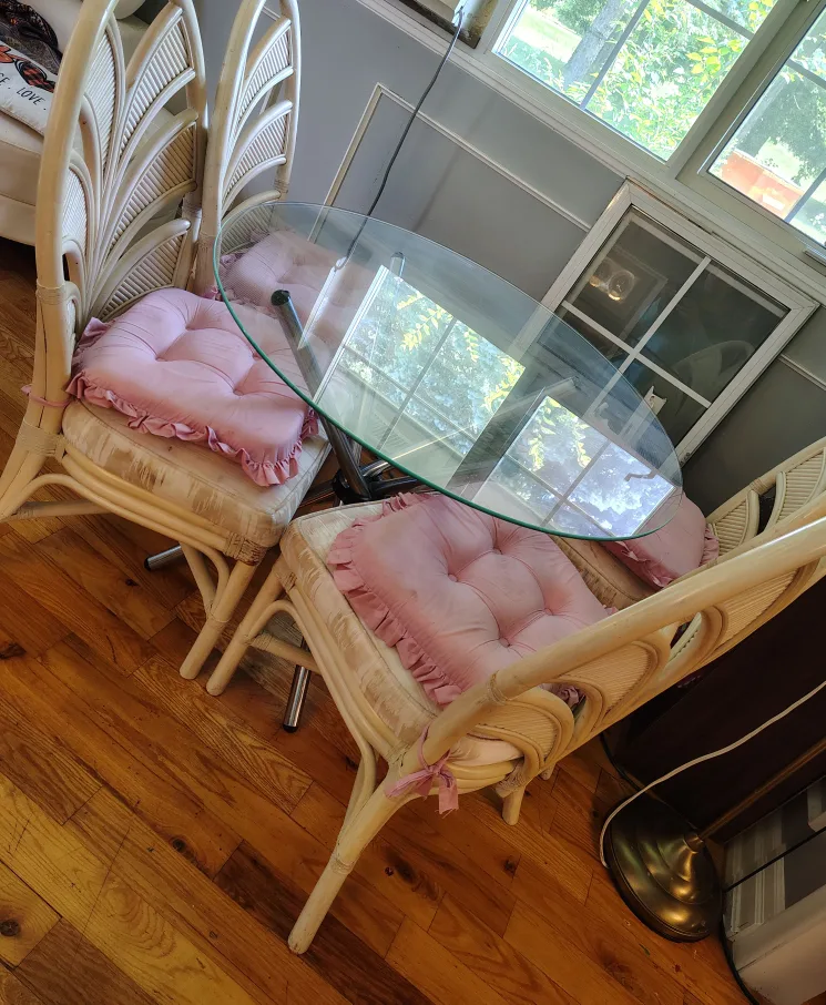 Vintage Rattan Dining Set - Table & 4 Chairs thumbnail