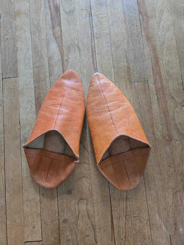 orange leather handmade slippers (pickup Warden/Kingston) thumbnail